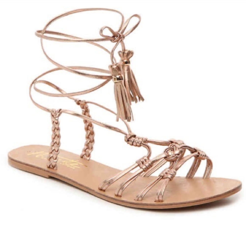 nanette lepore rose gold gladiator sandals